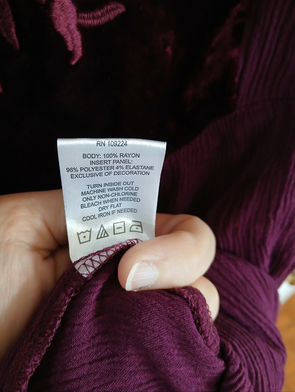 Embroidered Velvet Panel Long-Sleeve Top — Plum Whimsigoth Fairy Grunge Boho - Picture 6 of 8